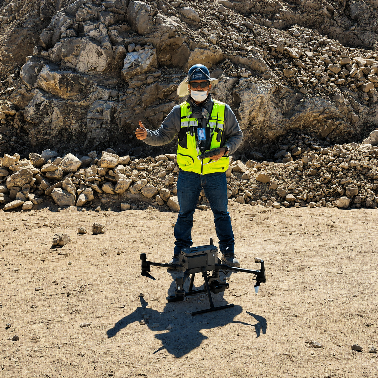 Drone en vuelo para topografía aérea